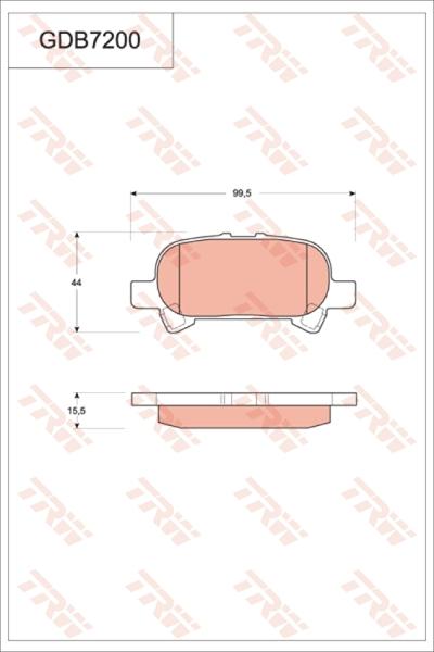 TRW GDB7200 - Комплект спирачно феродо, дискови спирачки vvparts.bg