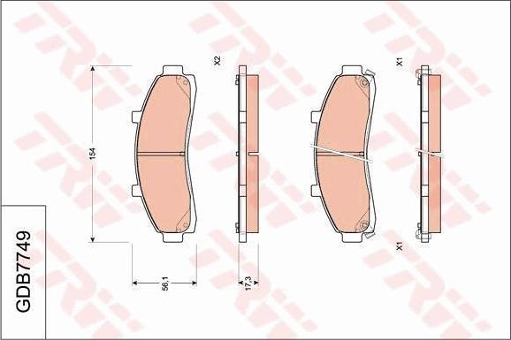 TRW GDB7749 - Комплект спирачно феродо, дискови спирачки vvparts.bg