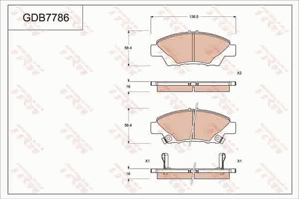 TRW GDB7786AT - Комплект спирачно феродо, дискови спирачки vvparts.bg