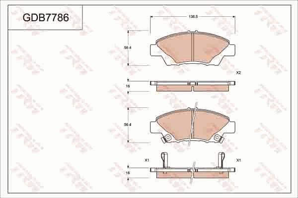 TRW GDB7786 - Комплект спирачно феродо, дискови спирачки vvparts.bg