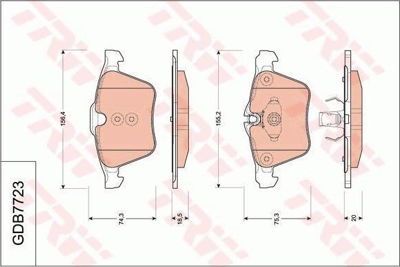 TRW GDB7723 - Комплект спирачно феродо, дискови спирачки vvparts.bg