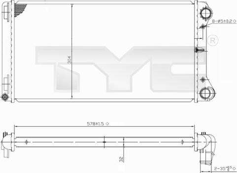 TYC 709-0002 - Радиатор, охлаждане на двигателя vvparts.bg