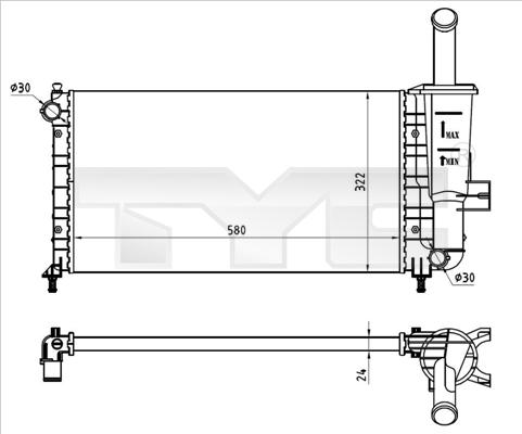 TYC 709-0026-R - Радиатор, охлаждане на двигателя vvparts.bg