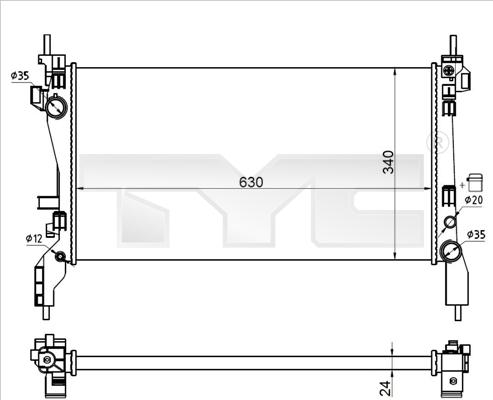 TYC 709-0021-R - Радиатор, охлаждане на двигателя vvparts.bg