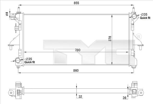 TYC 709-0028-R - Радиатор, охлаждане на двигателя vvparts.bg