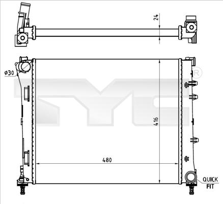 TYC 709-0023-R - Радиатор, охлаждане на двигателя vvparts.bg