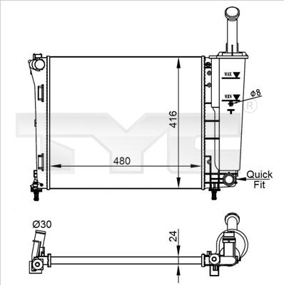 TYC 709-0022-R - Радиатор, охлаждане на двигателя vvparts.bg