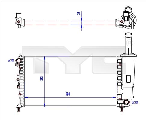 TYC 709-0027-R - Радиатор, охлаждане на двигателя vvparts.bg