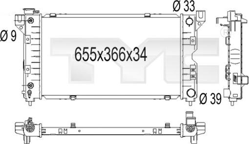 TYC 704-1001 - Радиатор, охлаждане на двигателя vvparts.bg