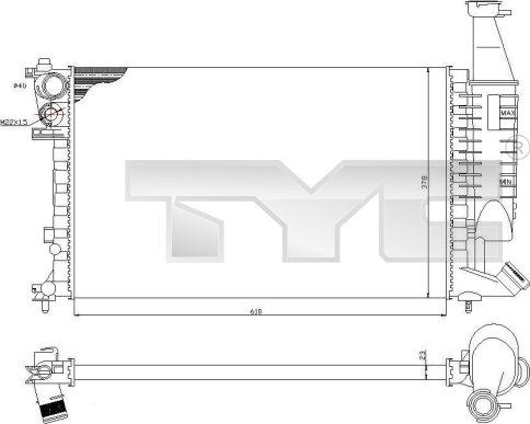 TYC 705-0069 - Радиатор, охлаждане на двигателя vvparts.bg