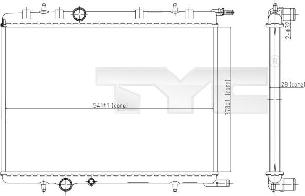 TYC 705-0066 - Радиатор, охлаждане на двигателя vvparts.bg