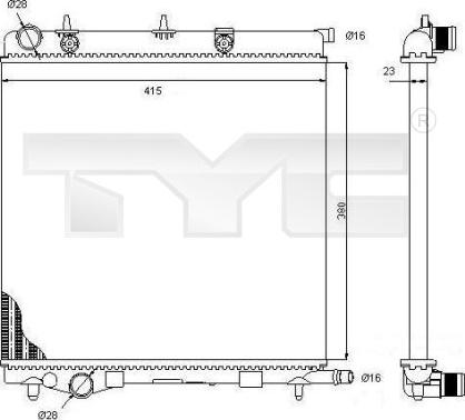 TYC 705-0068 - Радиатор, охлаждане на двигателя vvparts.bg