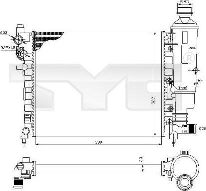 TYC 705-0032 - Радиатор, охлаждане на двигателя vvparts.bg