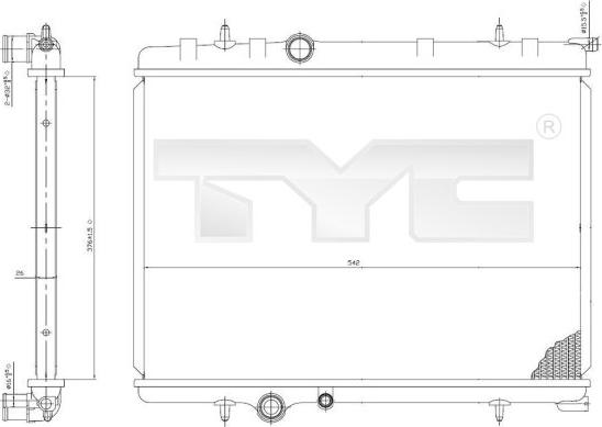 TYC 705-0028 - Радиатор, охлаждане на двигателя vvparts.bg