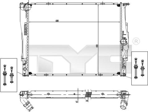 TYC 703-0004 - Радиатор, охлаждане на двигателя vvparts.bg