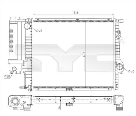 TYC 703-0010-R - Радиатор, охлаждане на двигателя vvparts.bg