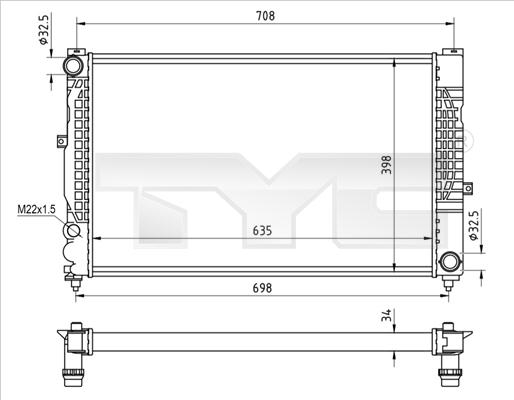 TYC 702-0010-R - Радиатор, охлаждане на двигателя vvparts.bg