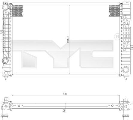 TYC 702-0010 - Радиатор, охлаждане на двигателя vvparts.bg