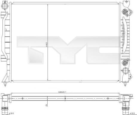 TYC 702-0018 - Радиатор, охлаждане на двигателя vvparts.bg