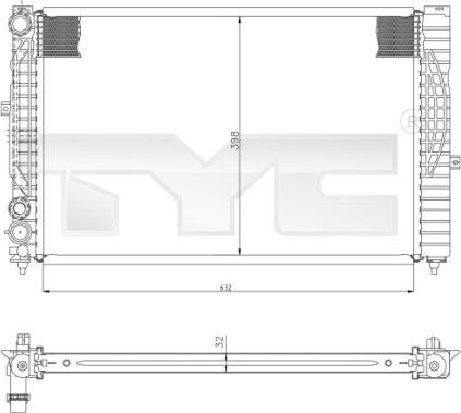 TYC 702-0034 - Радиатор, охлаждане на двигателя vvparts.bg