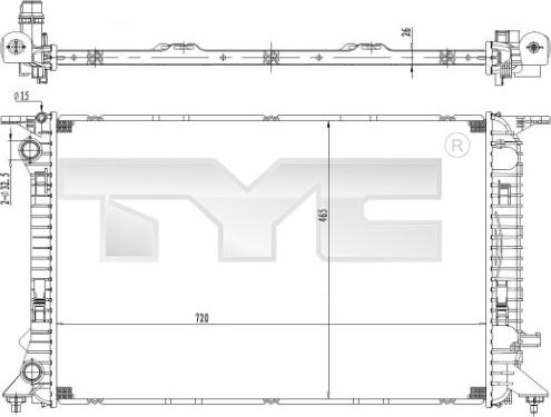 TYC 702-0036 - Радиатор, охлаждане на двигателя vvparts.bg