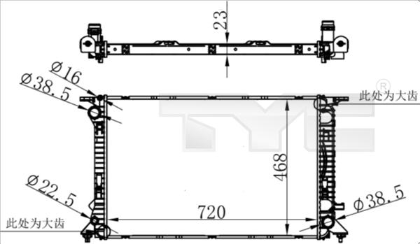 TYC 702-0038 - Радиатор, охлаждане на двигателя vvparts.bg