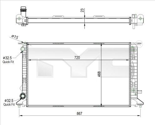 TYC 702-0037-R - Радиатор, охлаждане на двигателя vvparts.bg