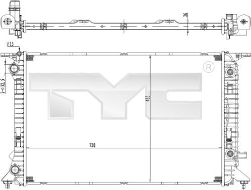 TYC 702-0037 - Радиатор, охлаждане на двигателя vvparts.bg