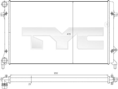 TYC 702-0025 - Радиатор, охлаждане на двигателя vvparts.bg