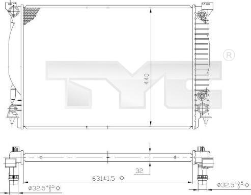 TYC 702-0021 - Радиатор, охлаждане на двигателя vvparts.bg