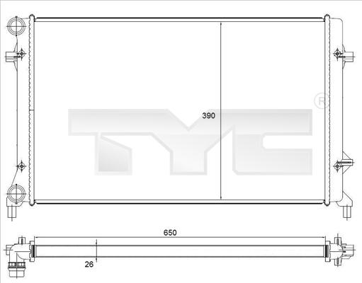 TYC 702-0023 - Радиатор, охлаждане на двигателя vvparts.bg