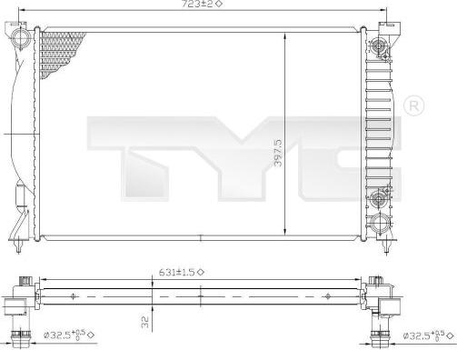 TYC 702-0022 - Радиатор, охлаждане на двигателя vvparts.bg