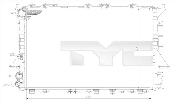 TYC 702-0027 - Радиатор, охлаждане на двигателя vvparts.bg