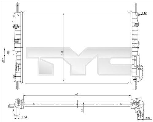 TYC 710-0047 - Радиатор, охлаждане на двигателя vvparts.bg