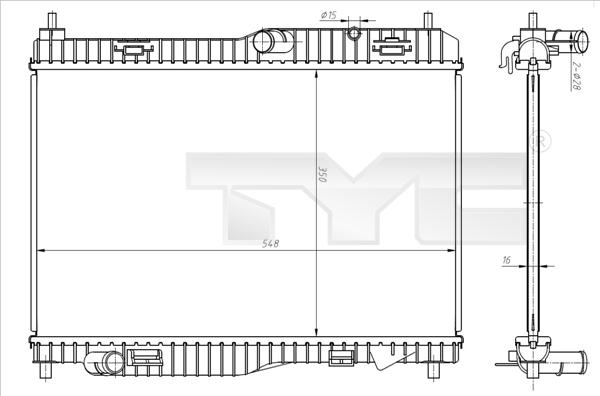 TYC 710-0058 - Радиатор, охлаждане на двигателя vvparts.bg