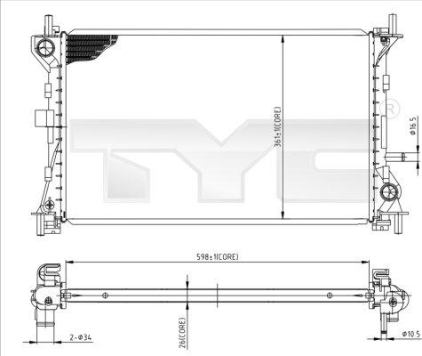 TYC 710-0052 - Радиатор, охлаждане на двигателя vvparts.bg