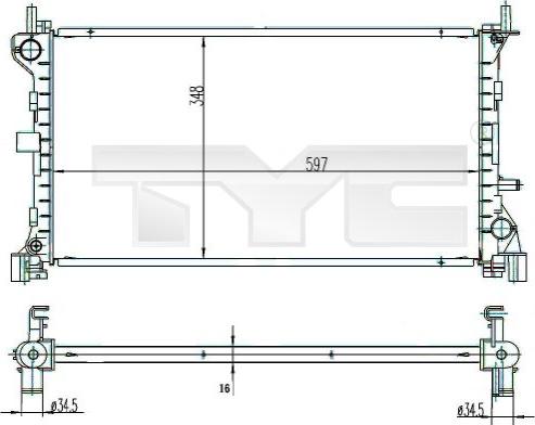 TYC 710-0039 - Радиатор, охлаждане на двигателя vvparts.bg