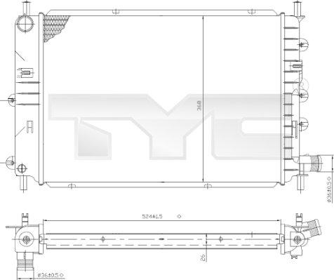 TYC 710-0035 - Радиатор, охлаждане на двигателя vvparts.bg