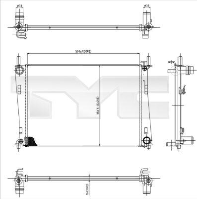 TYC 710-0031 - Радиатор, охлаждане на двигателя vvparts.bg