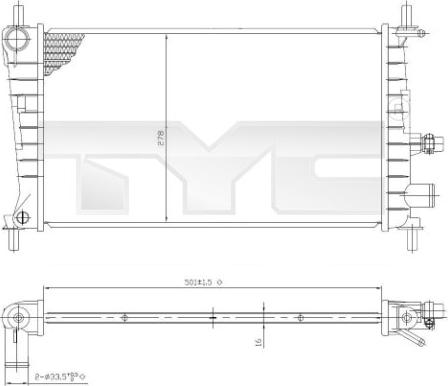 TYC 710-0026 - Радиатор, охлаждане на двигателя vvparts.bg