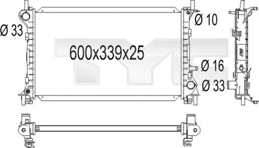 TYC 710-1001 - Радиатор, охлаждане на двигателя vvparts.bg