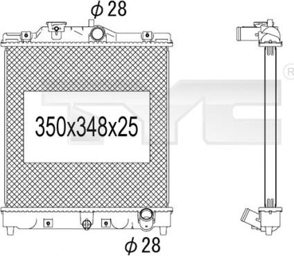 TYC 712-1008 - Радиатор, охлаждане на двигателя vvparts.bg