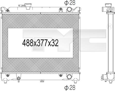 TYC 735-1004 - Радиатор, охлаждане на двигателя vvparts.bg