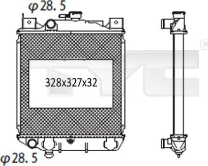 TYC 735-1005 - Радиатор, охлаждане на двигателя vvparts.bg