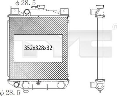 TYC 735-1008 - Радиатор, охлаждане на двигателя vvparts.bg