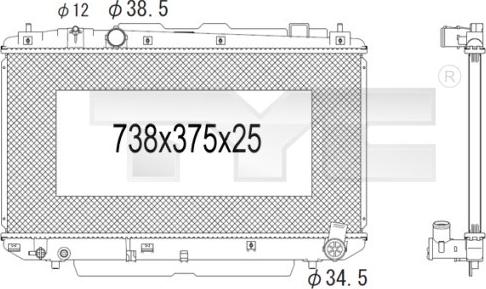 TYC 736-1011 - Радиатор, охлаждане на двигателя vvparts.bg