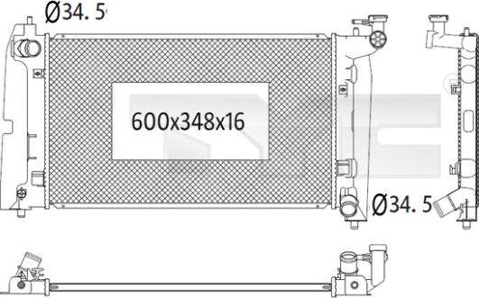 TYC 736-1020 - Радиатор, охлаждане на двигателя vvparts.bg