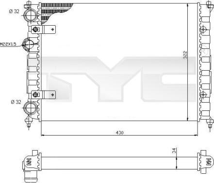 TYC 731-0004 - Радиатор, охлаждане на двигателя vvparts.bg