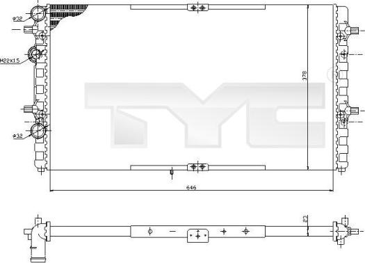 TYC 731-0002 - Радиатор, охлаждане на двигателя vvparts.bg