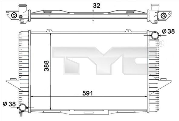 TYC 738-0001 - Радиатор, охлаждане на двигателя vvparts.bg